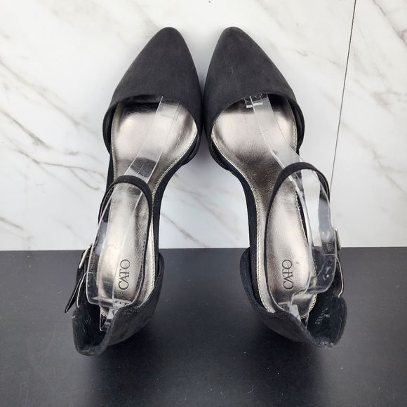 Cato Ankle Strap Black Kitten Heels 10W - Picture 8 of 13